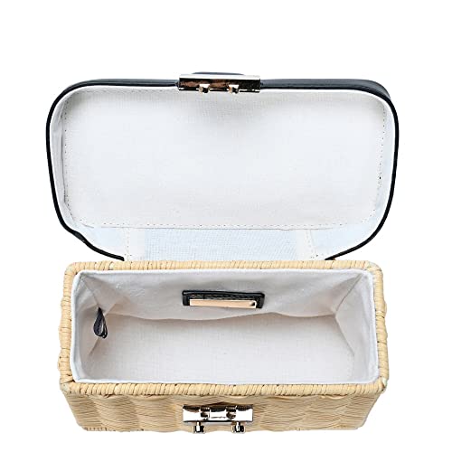Top-Handle Structured Rattan Straw 2-Way Boxy Satchel Purse Handbag Crossbody (Moss) #TOP2