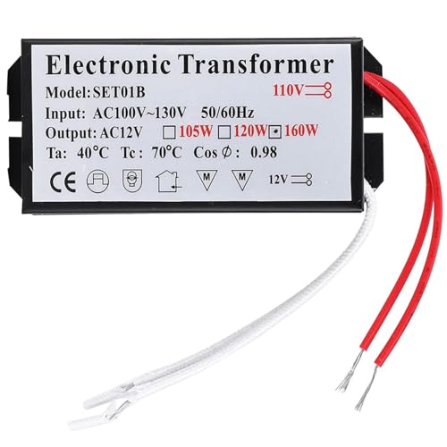 Yuecoom Electronic Transformer, 110V to 12V Transformer 120/160W Voltage Converter Electronic Transformer, Smart Power Supply Driver, Power Convertor Voltage Converter for Halogen Lamp Beads(160W)