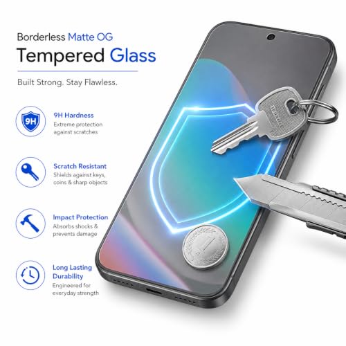 Image of FIRST MART Borderless Matte Tempered Glass for Google Pixel 10 & Pixel 10 Pro, 2 Pack | Anti-Glare, Anti-Fingerprint, Full Adhesive, Smooth Touch, Case-Friendly