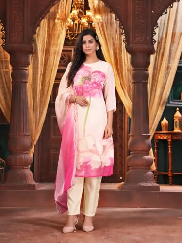 Image of Naixa Women's Taby Printed Straight Kurta with Pant and Dupatta Sets (SC-Naomika)