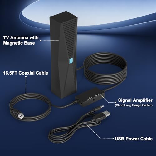 Image of TV Antenna for Smart & Old TVs, 6000+ Miles Range Strongest Digital HD TV Antenna Indoor Support 4K 1080P VHF UHF, 360 Long Range Reception with Signal Amplifier