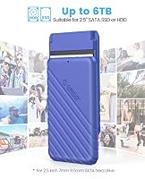 Festplattengehäuse 2,5 Zoll, ORICO 6Gbps USB C 3.1 Gen 1 Festplatten Gehäuse für 9.5mm 7mm 2.5 Zoll SATA SSD HDD, UASP Trim unterstützt, mit USB 3.1 Kabel, Werkzeugloses Externe SSD Gehäuse ABS (Blau) – Ansicht 3