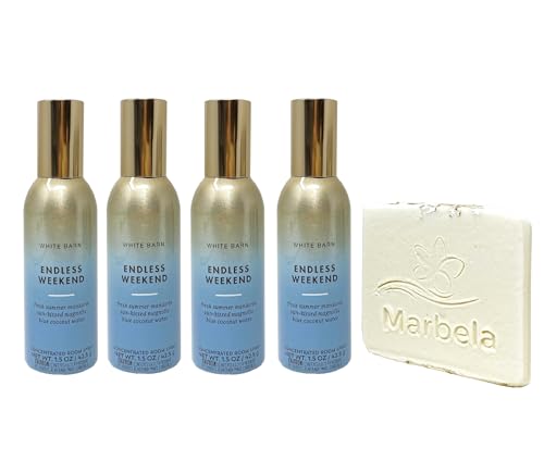 Bath & Body Works Endless Weekend Concentrated Room Spray 4 Piece Bundle with a Natural Oats Sample Soap