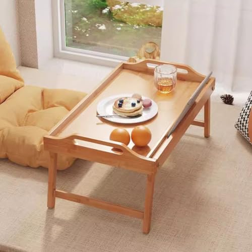 Mesa de té plegable portátil de bambú estilo japonés, escritorio rectangular bajo para cama, café, aperitivos, picnics, perfecto para dormitorio, sala de estar y uso al aire libre