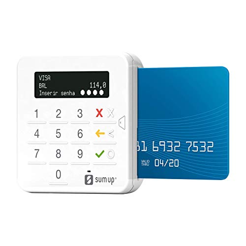 Máquina de Cartão SumUP Top Branco Sem Aluguel - Bluetooth, funcionamento a pilha