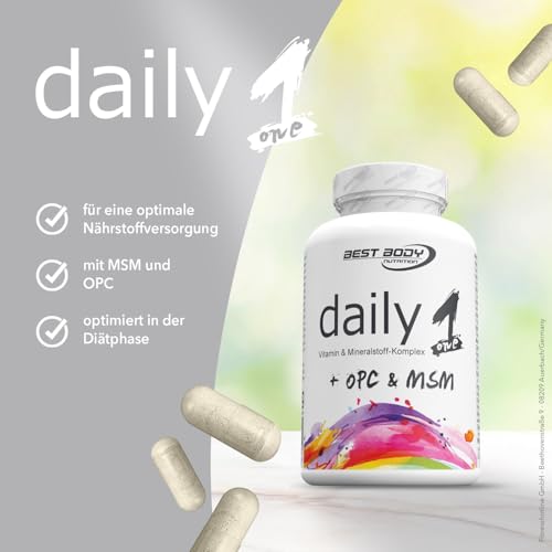 Best Body Nutrition Daily One Caps - hochwertiger Mix aus Vitaminen und Mineralstoffen - mit MSM und OPC - 100 Stück/Dose
