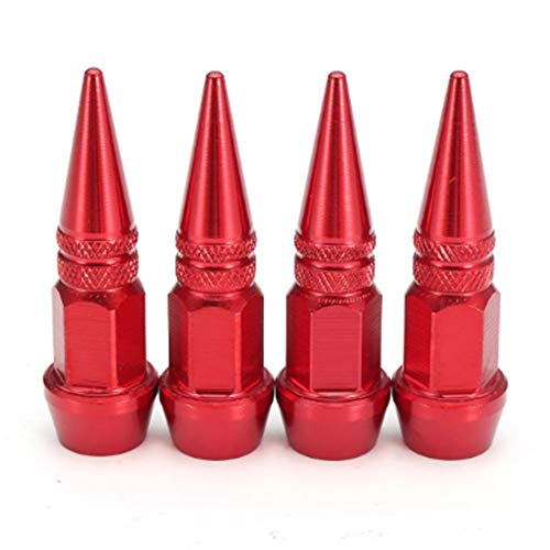 JenNiFer 4Pcs Neumático A Prueba De Polvo De La Rueda Vástago De La Válvula De Aluminio Auto Bike Spike Forma - Rojo