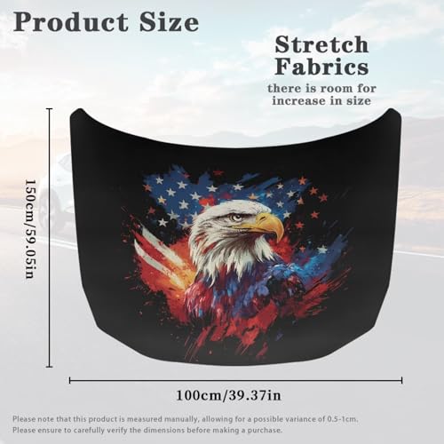 Image of Car Hood Cover, Bald Eagle Theme Car Hood Protector Auto Patriotic Decorations Waterproof Auto Hood Wrap Blankets Universal Automotive Exterior Accessories