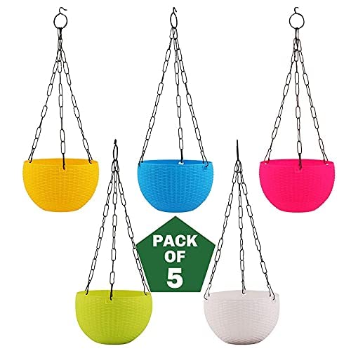 PlantaZee Cane Basket, Plastic Hanging Pot, Multicolour 6 inch Diameter, 5 Pieces (B09MHMRXV5) Amazon Price History, Amazon Price Tracker