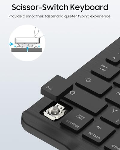 FINTIE Bluetooth Tastatur mit Hintergrundbeleuchtung in 7 Farben, Tablet Tastatur mit deutschem Layout QWERTZ für iPad/iPhone, Samsung/Xiaomi/Honor Pad (Kompatibel mit Windows, Android, IOS), Schwarz 6