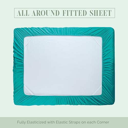 Elegant Comfort Luxurious 1500 Premium Hotel Quality Microfiber 4-Piece Sheet Set, 18-24 Inches Deep - Extra Deep Pocket Sheets - Ultra Soft 4PC Deep Pocket Sheets, Twin/Twin XL, Turquoise