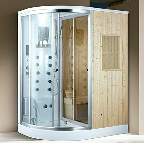 XXL Luxus LED Dampfdusche + finnische Sauna Kombi 170x100cm Tropenbrause Radio