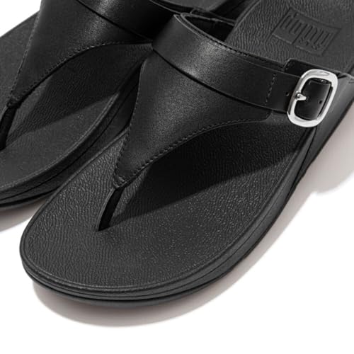 Fitflop Women's Lulu Adjustable Leather Sandals - Adjustable Straps, Lightweight & Comfortable with Natural Arch Support - All Black - 9 UK