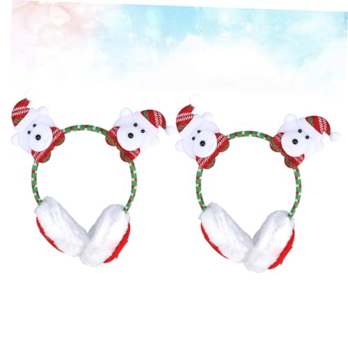 MERRYHAPY Christmas Warm Earmuffs 2pcs Plush Ear Covers for Kids Adults Winter Ear Muffs Hair Hoops3
