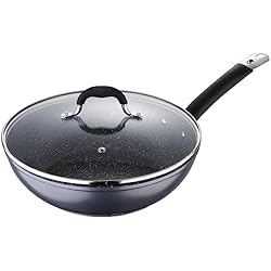 Sartenes Black Edition MasterPro Home Edition Black Sartén Wok, Aluminio Forjado, Gris, 28 cm