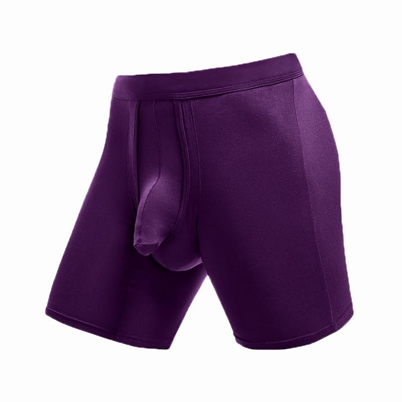 Mens Stretch Boxers Breathable Dual Pouch Lightweight Sleep Boxer Soft Long Underpants Daily Wear Soft Underwear