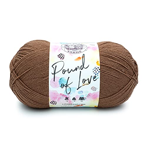 Image of Lion Brand Yarn Pound of Love, Large Value Yarn for Knitting, Crochet, and Crafts, Mocha, 1 Pack | Large Skein Everyday Basic 100% Acrylic Worsted Weight Knit Fiber for Baby Blankets, Classic Afghans, Sweaters, Scarf Sets