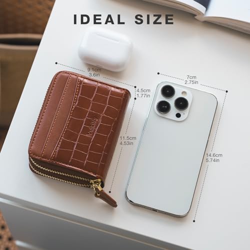 Small Wallet Women, Credit Card Holder for Women, Leather Slim Wallet, Mini Travel RFID Blocking Card Case Wallet, Cute Ladies Wallet Purse with Zipper Pocket2