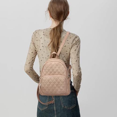 Image of Quilted Small Backpack for Women PU Leather Casual Handbag Daypack Purse | Stylish Quilted Design, water-resistant premium PU leather, matches all daily outfits, lightweight for everyday carry