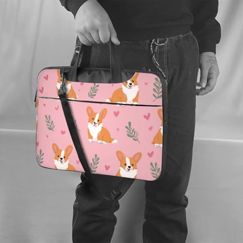 Maletín para laptop impermeable con diseño Corgi Leaves 14" miniatura 2