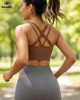 High Impact Sports Bras for Women, Criss Cross Strappy Back Seamless Padded — image 5