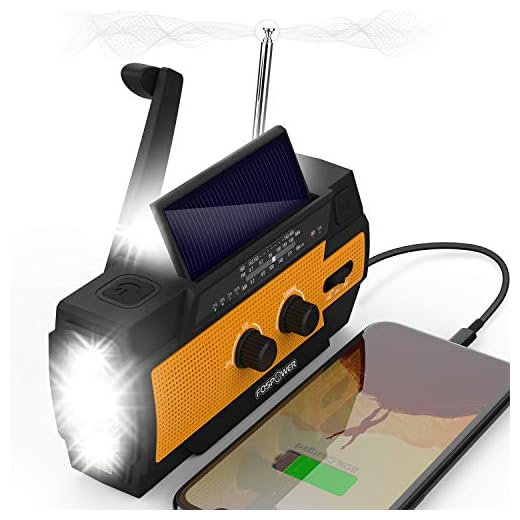 FosPower [2020 Upgraded Version] 4000mAh Emergency Solar Hand Crank Portable Radio, NOAA Weather Radio Power Bank USB Charger for Household/Outdoor Emergency with AM/FM, LED Flashlight and SOS Alarm