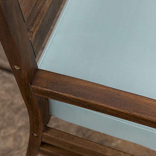 Walker Edison Villa Modern Acacia Wood Patio Chair And Ottoman Set With Cushions, 35 Inch, Dark Brown #TOP4