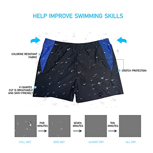 HHD® Traje de Baño, Calzoncillos de Baño para Hombre de Buena Elasticidad Material High-Tech Trunks Boxers Slip Pantalones cortos de Baño con Delantero Tie para Playa/Deporte/Natación/Buceo, Bleu2, M