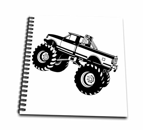 3dRose db_157406_1 Monster Truck. Black Monster Truck-Drawing Book, 8 by 8-Inch