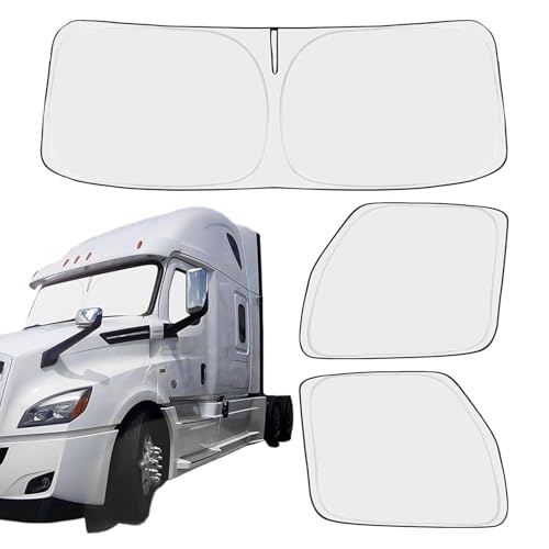 Pare-soleil pour camion et semi-remorque pliable avec son revêtement argenté isolant