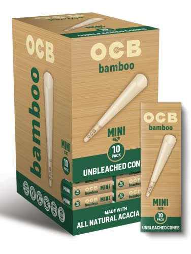 OCB Bamboo Unbleached Pre-Rolled Rolling Paper Cones Mini (70mm) Size - 10 Cones