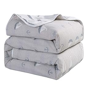 Hayisugal Kuscheldecke Baby 100% Baumwolle Sommerdecke zweiseitig Kinder Tagesdecke Schlafdecke Bettüberwurf Überwurf Decke Baumwolldecke Bunte Decke Kinder Bettdecke, Segeln, 120 x 150cm