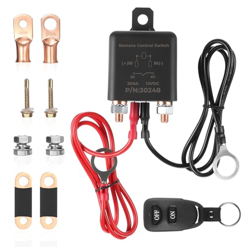 ISINFLASH Remote Battery Disconnect Switch 3/8&ldquo; 12V 200A Car Kill Switch Anti-Theft Remote Control...
