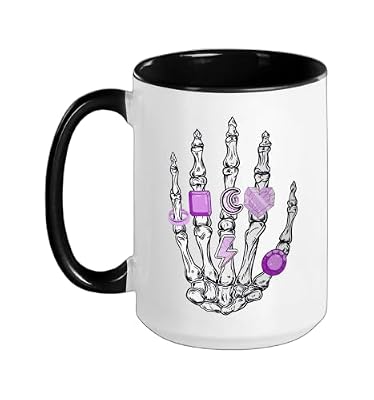 Purple Rings and Things Purple Color Graphic Ceramic Mug, Black/White, 15oz