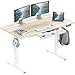 SHW 55 x 28 Inches Electric Height Adjustable Standing Desk with Drawer and Memory Preset, Maple