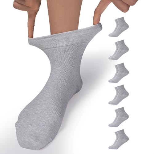 Image of Women's Diabetic Socks - 6 Pairs, Non-Binding, Soft Cotton, Comfort Fit, Breathable & Trendy, Made in Korea, Size 5-9