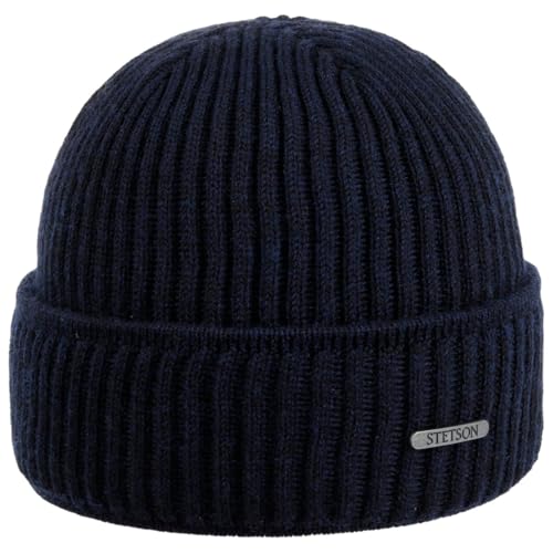 Stetson Gorro Parkman Mujer Hombre - Made In Italy Gorros Con Vuelta De Costilla Esquiar Otoño Invierno - Talla Única Azul