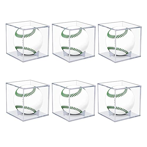 Quystetes Vitrina de Béisbol de 6 Piezas Caja de Exhibición Acrílica con Protección UV Vitrina Transparente para Recuerdos, Escaparate de Bolas de Autógrafos