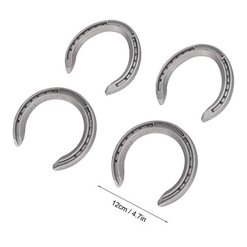 Image of AMONIDA Horseshoes, 4pcs Aluminum Alloy Horse Shoes, Horse Riding Tool Horseshoe Kit for Horseshoe Palms for Indoor or Outdoor(No 4)