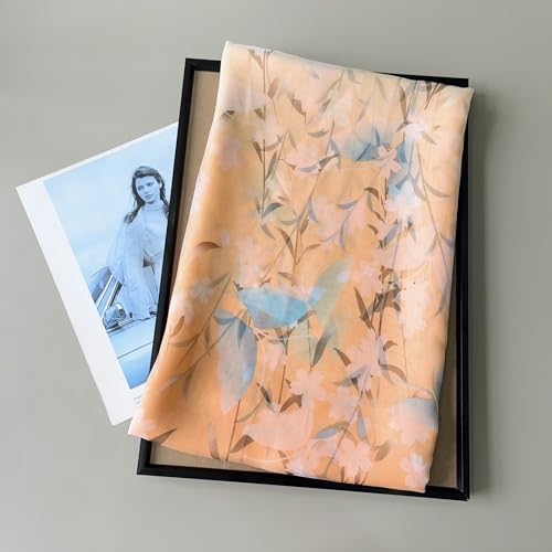 Image of Scarf Stole for Women - 185 x 135 cm Chiffon Scarf with Floral Print | Lightweight Scarf, Soft Stole for Women | Satin Feel Neck Scarf | Women Accessory