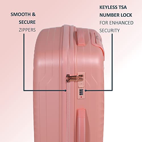 Image of ROMEING Sicily 20 inch, Polypropylene Luggage, Hard Sided, (Pink 55 cms) Small Cabin Trolley Bag | 8 Spinner Smooth Wheels | TSA Lock | Unbreakable | Men & Women & Kids