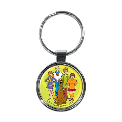 Ata-Boy Scooby Doo, Shaggy, Fred, Velma, Daphne on Green 1.5' Fob Keychain for Keys, Backpack Pulls and More