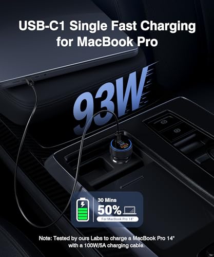 Image of 2026 Updated USB C Car Charger, 93W 3-Port Super Fast Type C Car Power Adapter PD /QC Charging Cigarette Lighter for iPhone 17 /16 /15 /14 /13 /12 /11 Pro Max, iPad,MacBook,Pixel, Android