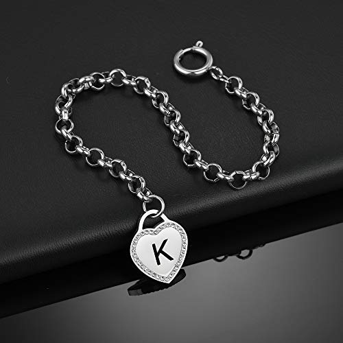 Caleesllc K Letter Initial Charm Bracelet Adjustable Stainless Steel Anklet Personalized Wrist Link For Women And Teen Girls #TOP3
