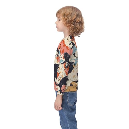Cute Dog Illustration Pattern for PrntChildren's Casual Pullover Sweatshirt Loose Fit10-12Y3