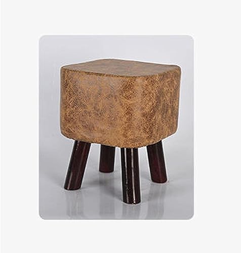 Tabouret bas repose-pieds ottoman en tissu amovible 4 pieds bois
