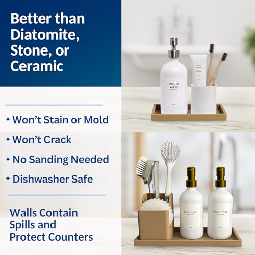 Spacewiser Countertop and Vanity Tray - 2 PC (11” and 7”) Shatterproof Silicone Kitchen and Bathroom Trays for Counter, Kitchen Soap Dispenser Tray, Vanity Trays for Bathroom, Perfume Key Tray by Spacewiser - Image 5