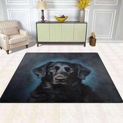 Tapis de sol labrador noir doux grand format 203 x 147 cm pour salon moderne - 5