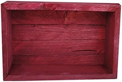 Wood/Wooden Shadow Box Display With Backing - 16" x 6" - Two Tone - Barn Red/Barn Red - Rustic Decorative Reclaimed Distressed Vintage Appeal