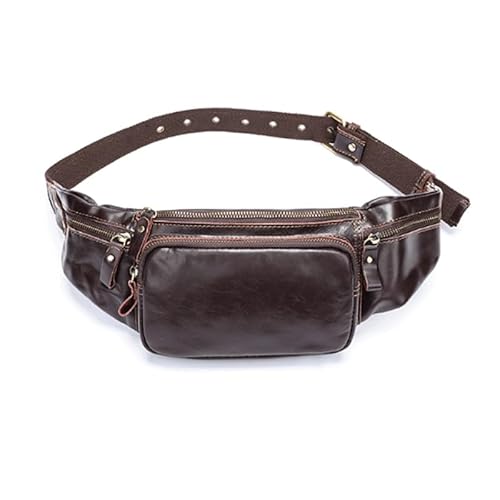�A�V�����e�B�W�� Leather Retro Men's Chest Bag Multi-functional Sports Backpack Casual Waist(Style 2)